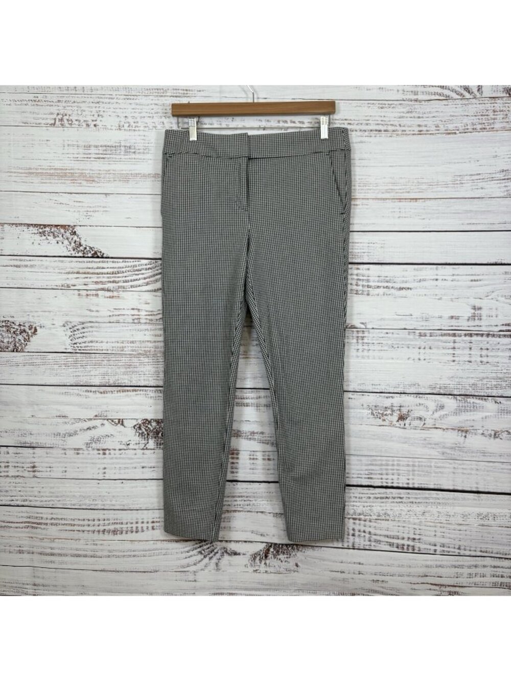 Loft Black White Check Slim Tapered Leg Pants